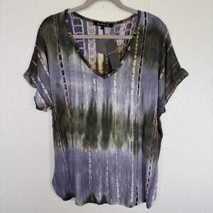 Coin 1804 Top Womens 2X Tie Dye Blouse Shirt Soft Boho Art to Wear Plus Size NEW